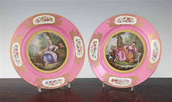 A pair of Sevres porcelain plates, late 19th century, 24cm